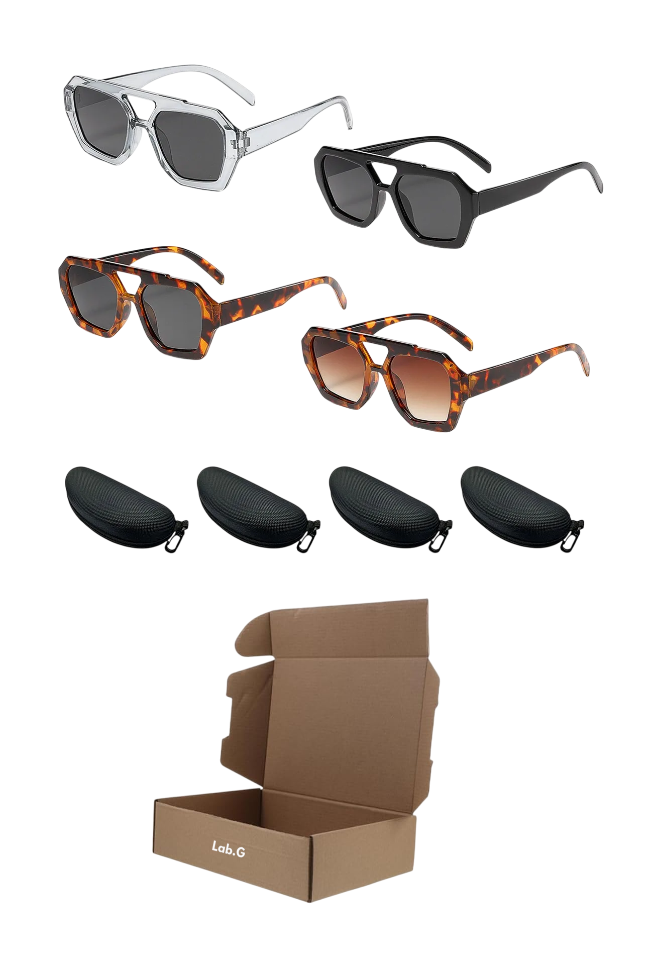 Foto 1 | Lentes de Sol Unisex Lab.G Cuadrados Multicolor 4 Piezas
