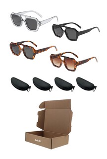 Foto 1 | Lentes de Sol Unisex Lab.G Cuadrados Multicolor 4 Piezas