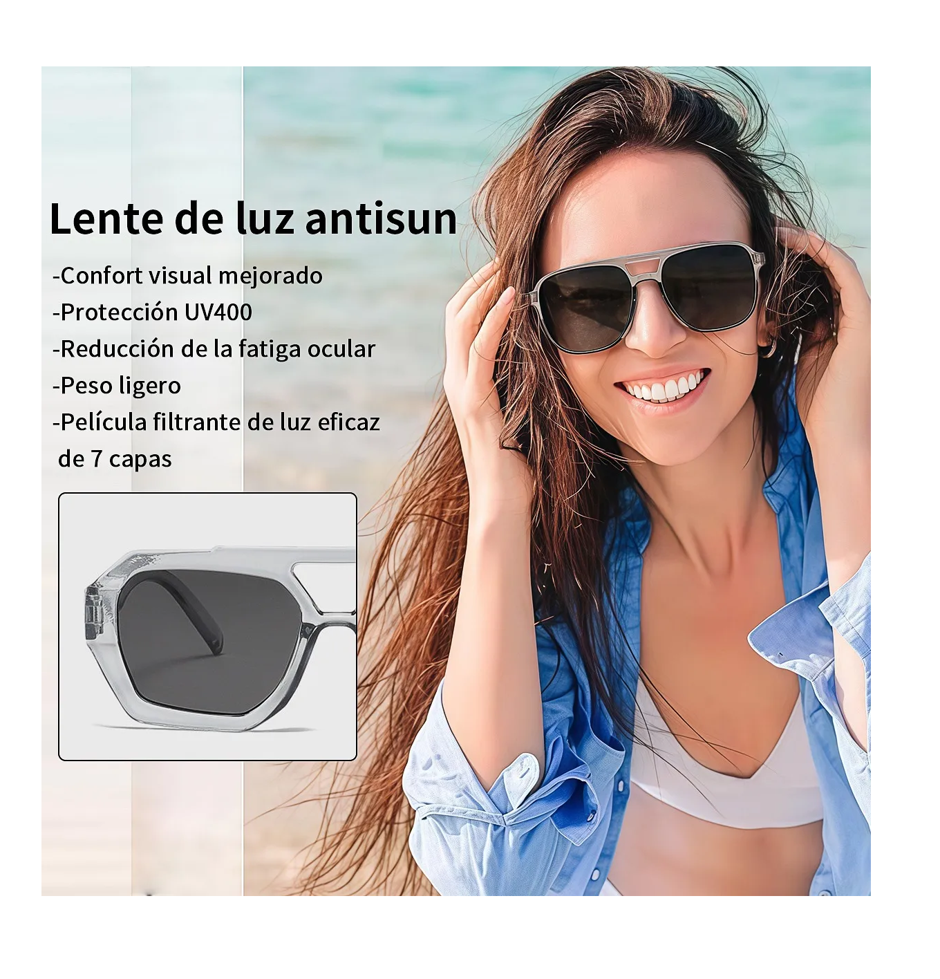 Foto 4 pulgar | Lentes de Sol Unisex Lab.G Cuadrados Multicolor 4 Piezas