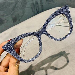 Foto 1 | Gafas De Sol Huoguo De Gran Tamaño Con Forma De Ojo De Gato Hechas A Mano Para Mujer Color Azul - Venta Internacional.