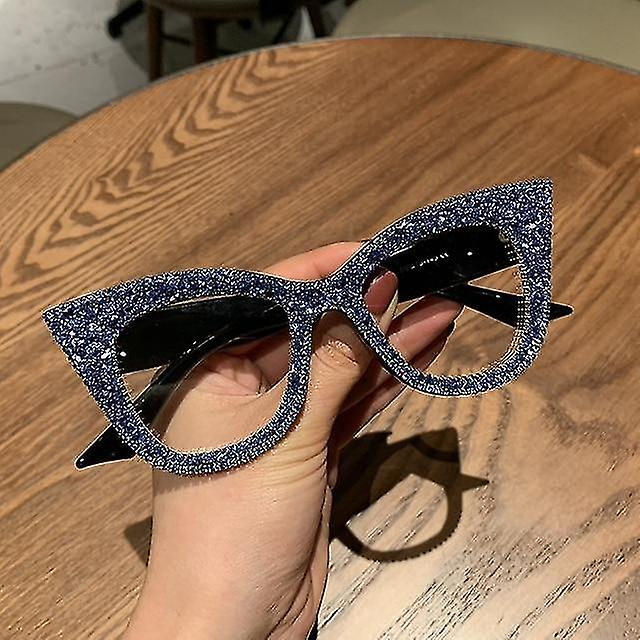 Foto 3 | Gafas De Sol Huoguo De Gran Tamaño Con Forma De Ojo De Gato Hechas A Mano Para Mujer  Color Azul - Venta Internacional.