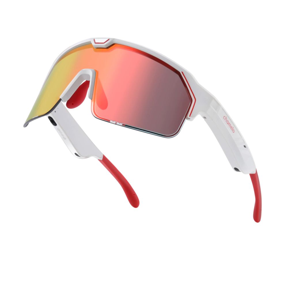 Foto 4 pulgar | Lentes De Sol Music Shield White Red Mirror Con Opacidad Ajustable  Bocinas Y Micrófono Integrados  Color Negro