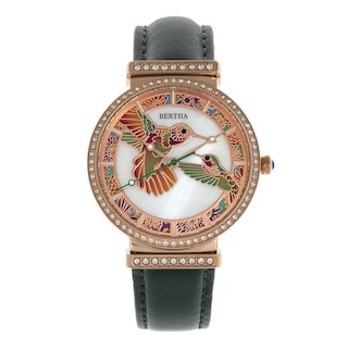 Foto 1 | Reloj Bertha Emily - Brazalete De Piel De Madreperla Color Plateado Y Negro