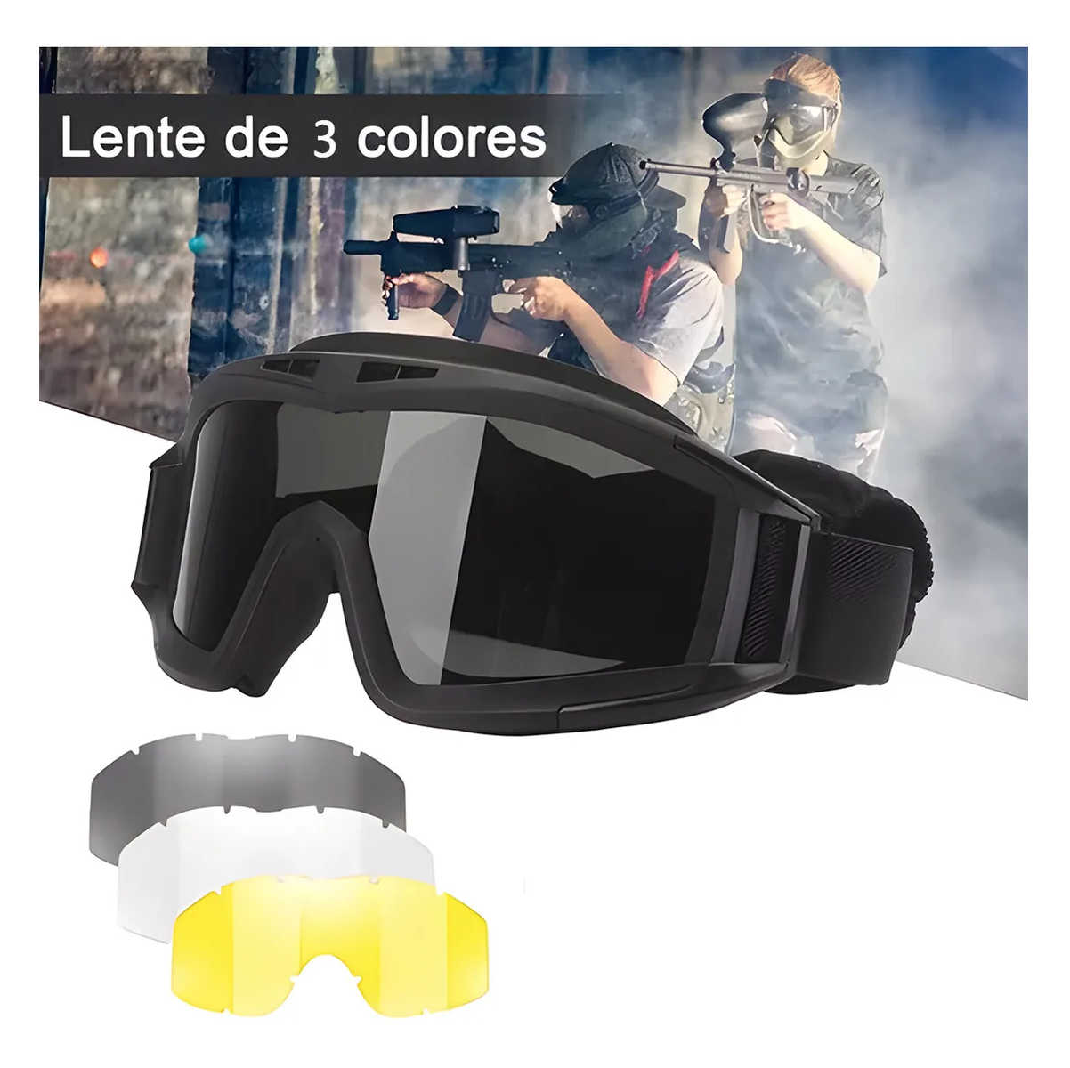 Foto 6 pulgar | Gafas Tácticas Goggle Militares Policia Careta Gafas Negro Amarillo