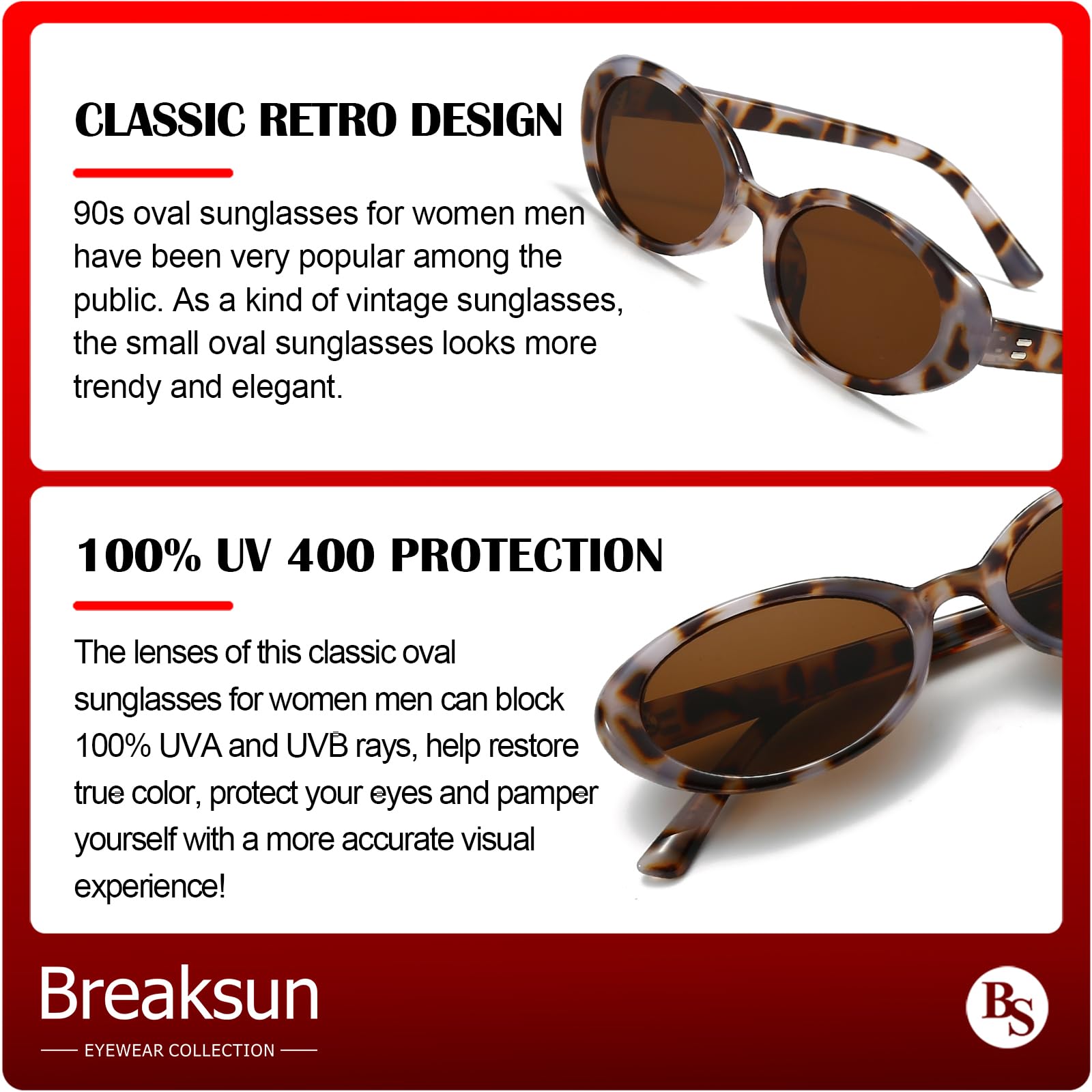Foto 5 pulgar | Gafas De Sol Breaksun Retro Oval 90s Vintage Para Mujer Y Hombre - Venta Internacional.
