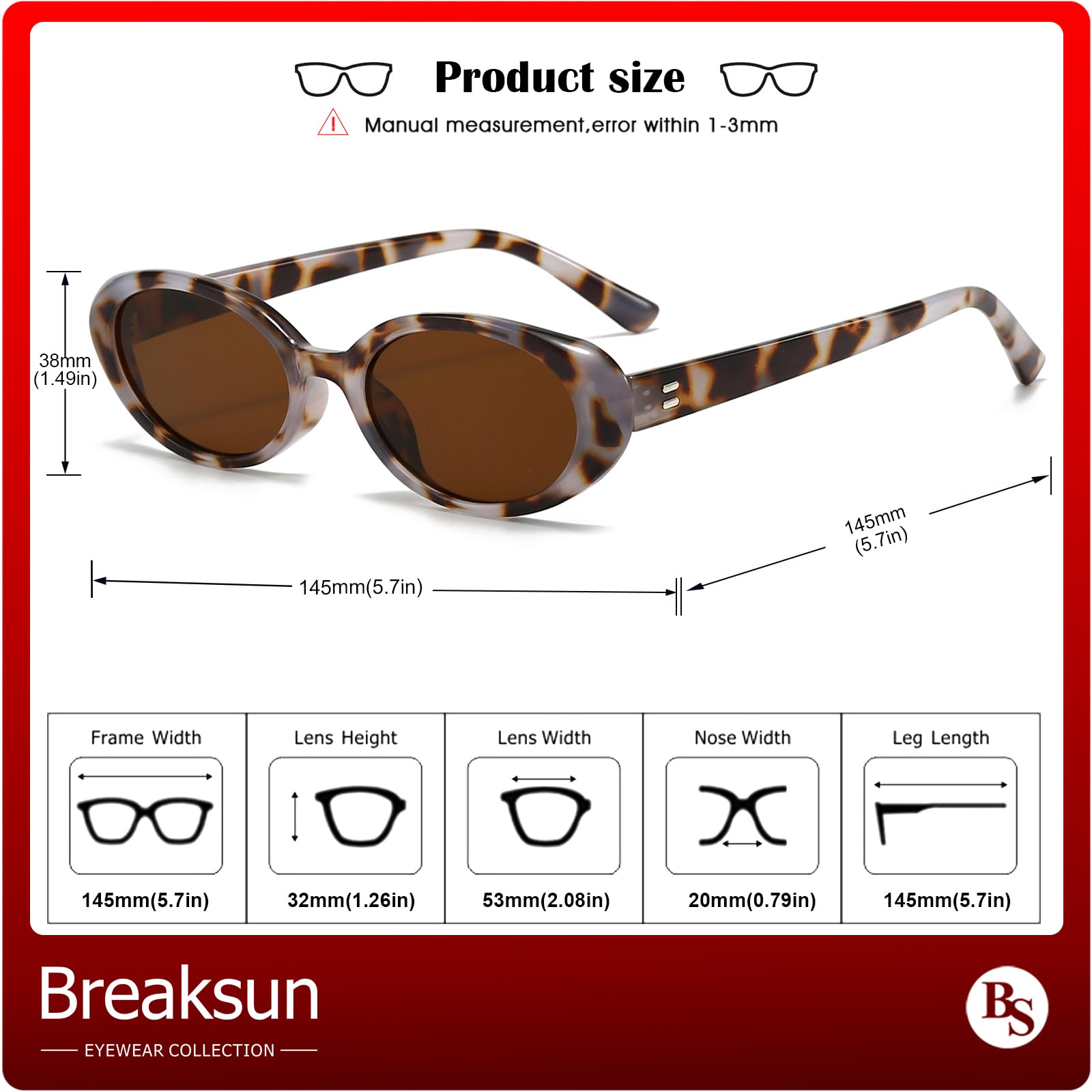 Foto 6 pulgar | Gafas De Sol Breaksun Retro Oval 90s Vintage Para Mujer Y Hombre - Venta Internacional.