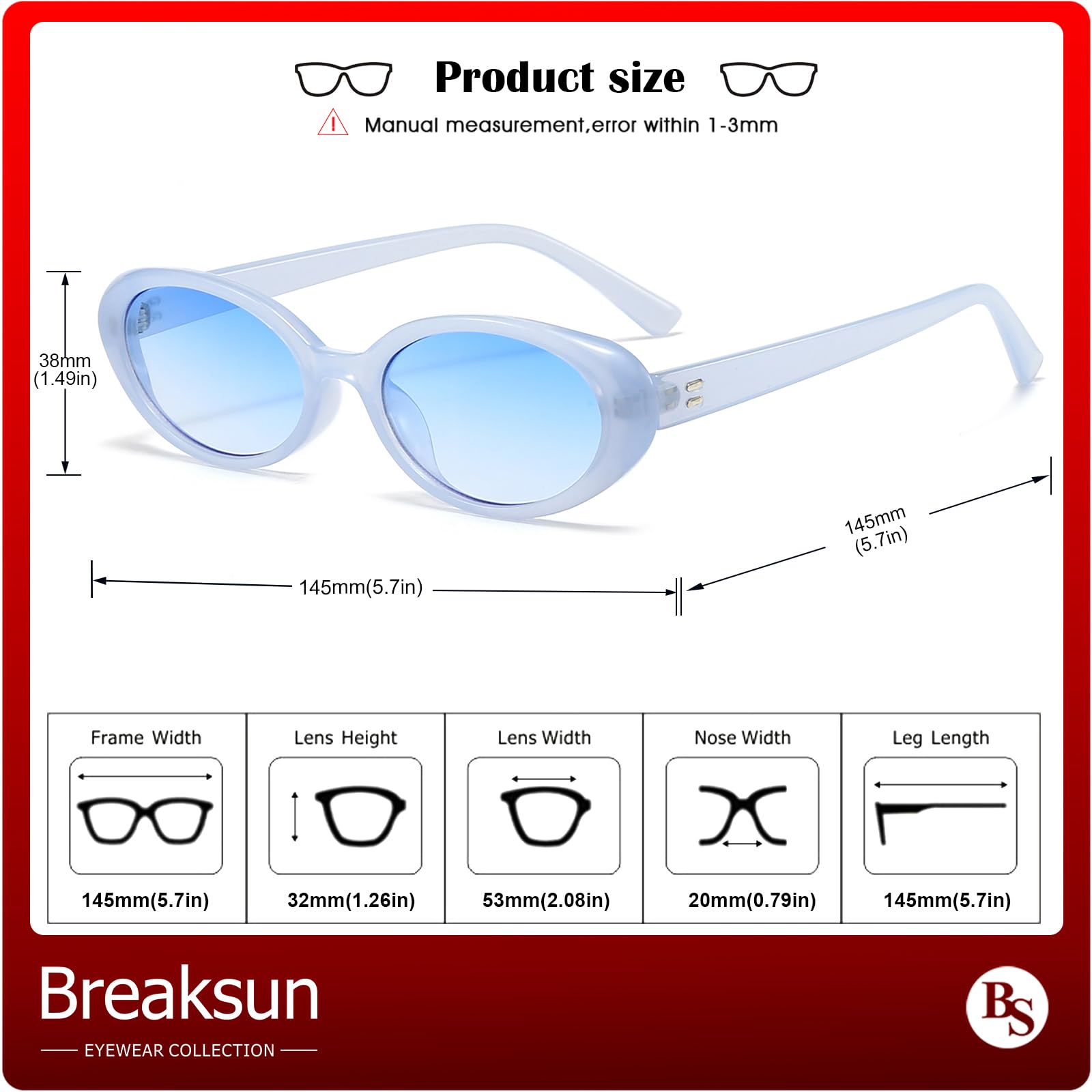 Foto 6 pulgar | Gafas De Sol Breaksun Retro Oval 90s Vintage Para Mujer Y Hombre - Venta Internacional.