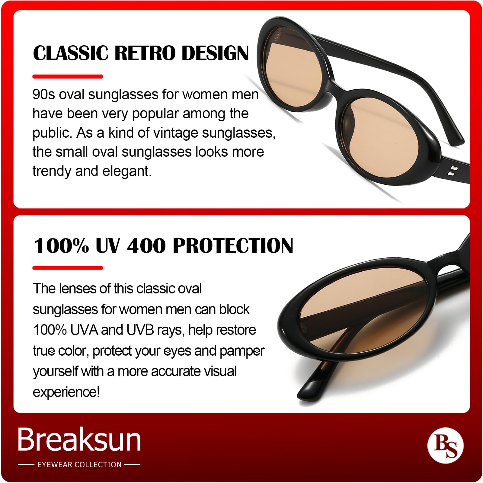 Foto 5 pulgar | Gafas De Sol Breaksun Retro Oval 90s Vintage Uv400 Para Mujer/hombre - Venta Internacional.
