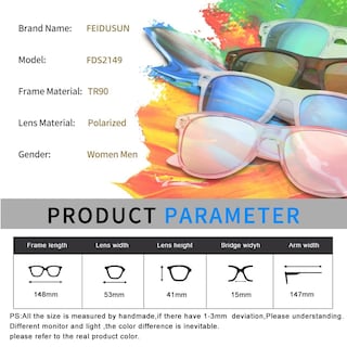 Foto 3 | Gafas De Sol Feidusun Polarizadas Para Hombre Y Mujer Negras - Venta Internacional.