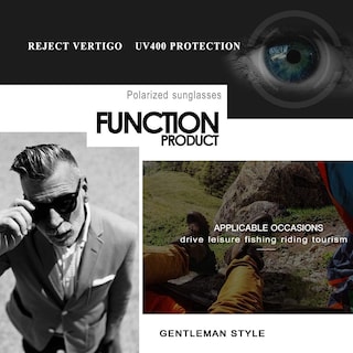 Foto 6 | Gafas De Sol Feidusun Polarizadas Para Hombre Y Mujer Negras - Venta Internacional.