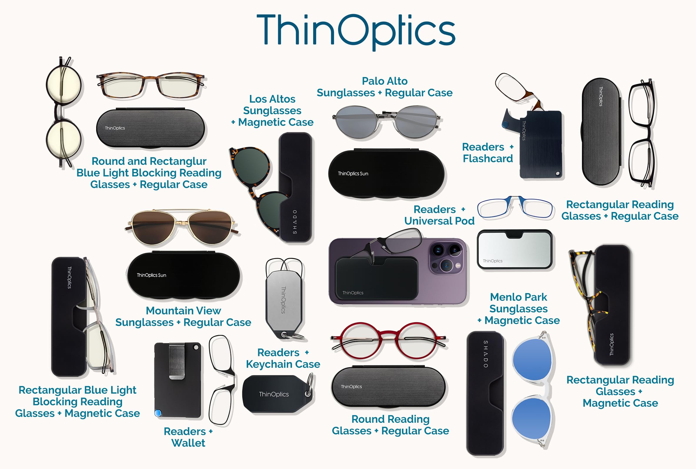 Foto 8 pulgar | Funda Universal Thinoptics Para Gafas De Lectura  Color Plateado Y Negro - Venta Internacional.