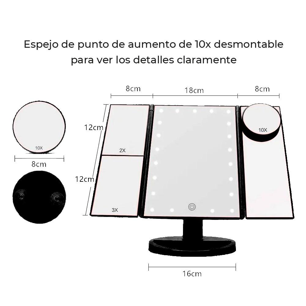 Foto 3 | Espejo de Maquillaje Tríptico Black Mamut con Luz Led y Soporte