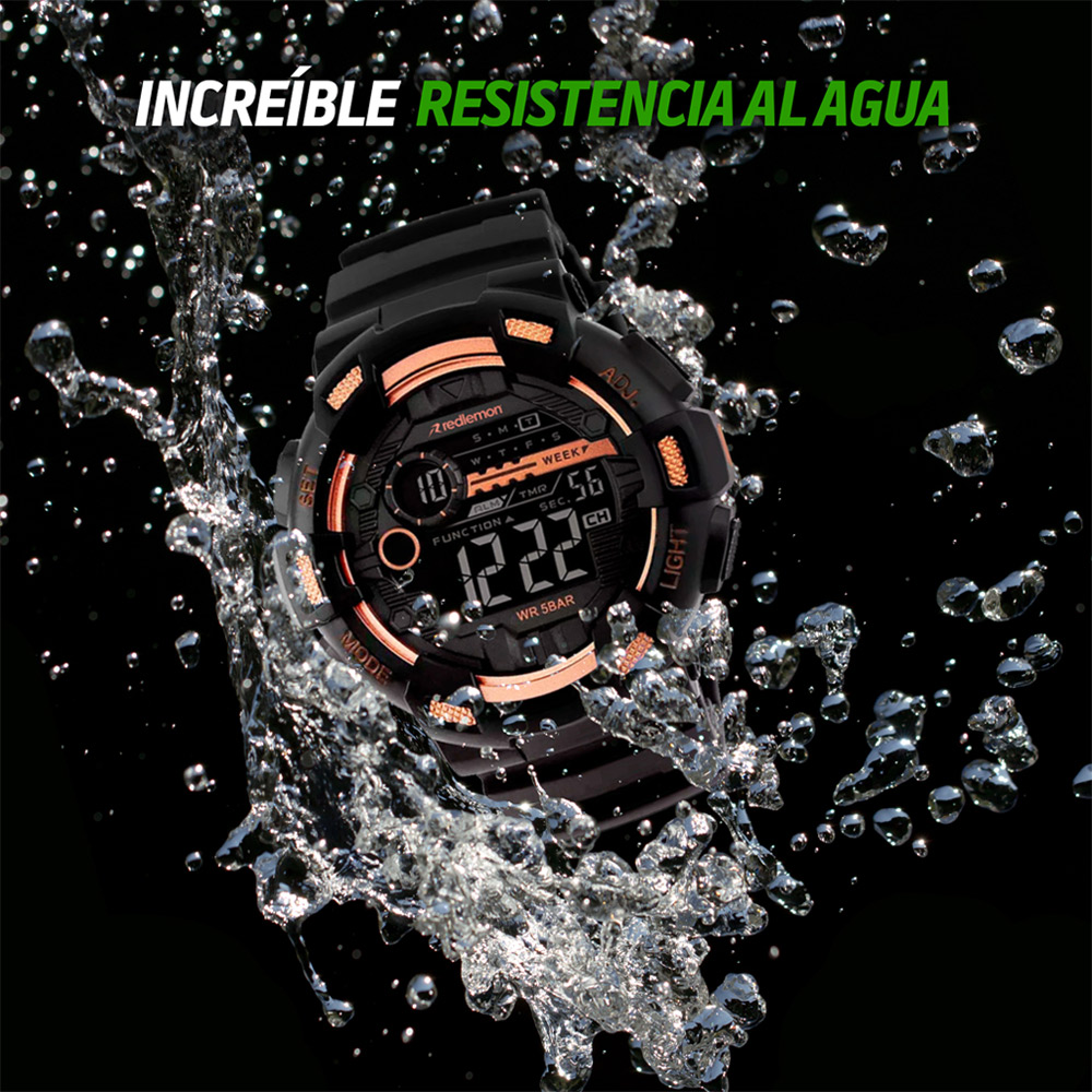 Foto 3 | Reloj Sport Militar Digital Contra Agua Alarma Redlemon 1243 color Anaranjado