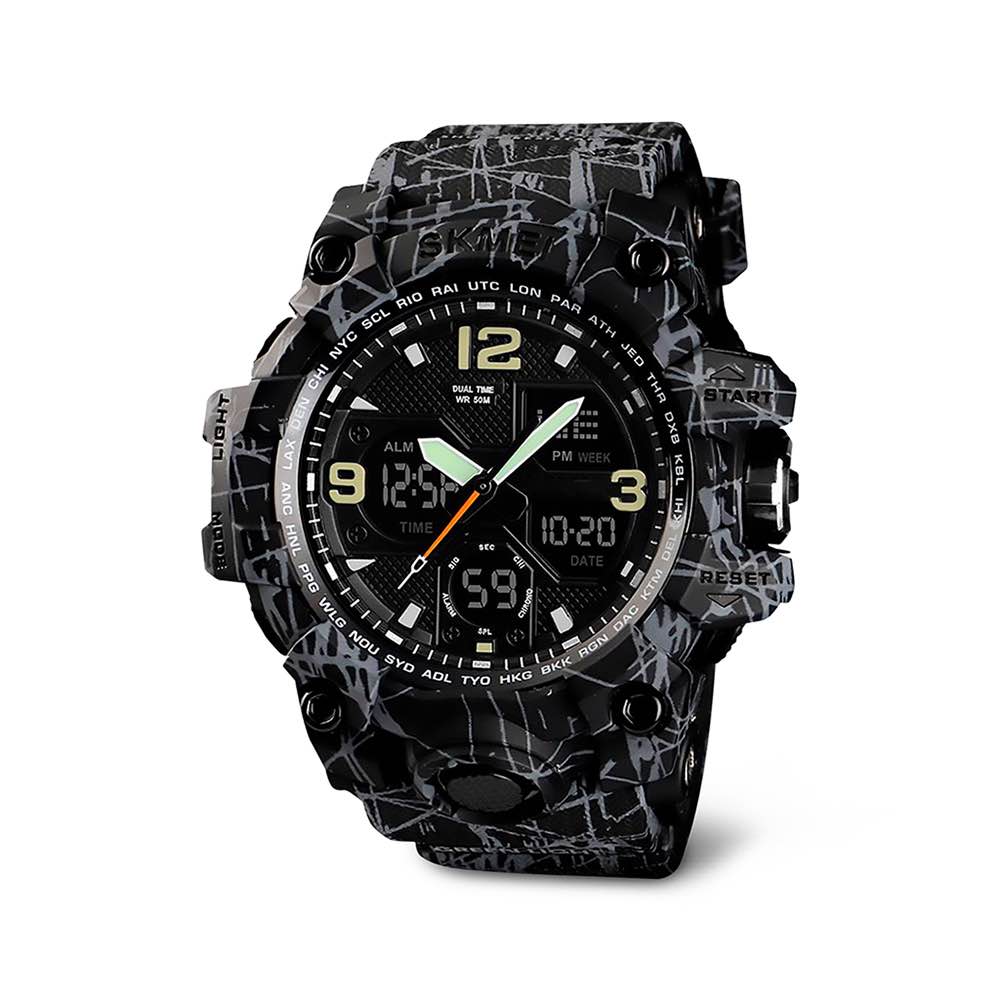 Reloj Digital y Análogo Sport Contra Agua Alarma 1155b color Negro $339