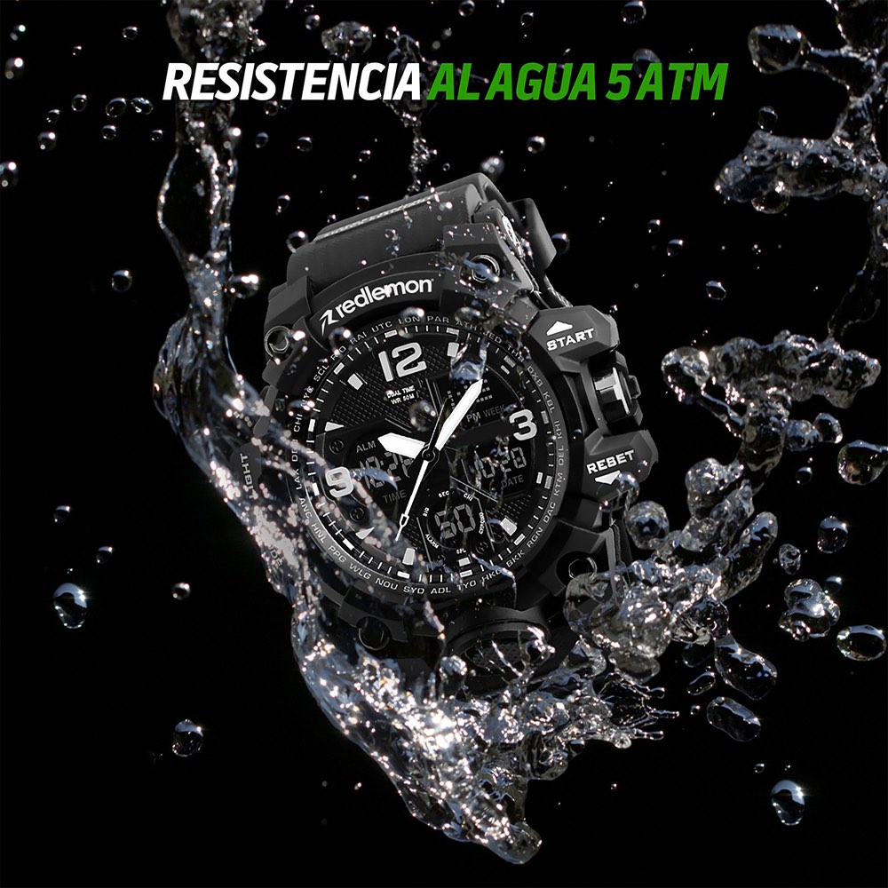 Foto 4 pulgar | Reloj Digital y Análogo Sport Contra Agua Alarma Redlemon 1155b color Negro