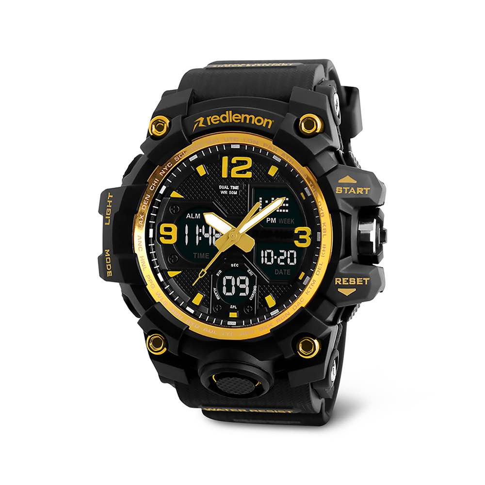 Reloj Digital y Análogo Sport Contra Agua Alarma Redlemon 1155b color Amarillo