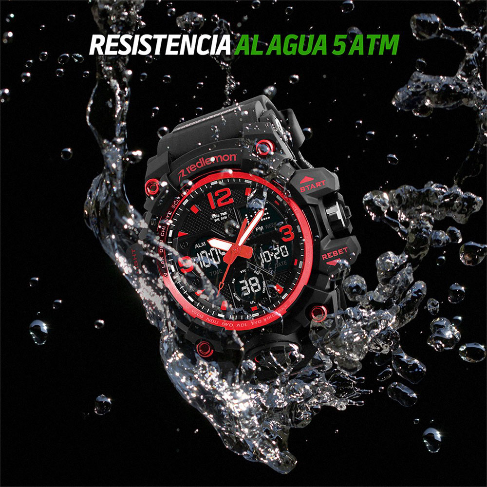 Foto 4 pulgar | Reloj Digital y Análogo Sport Contra Agua Alarma Redlemon 1155b color Rojo