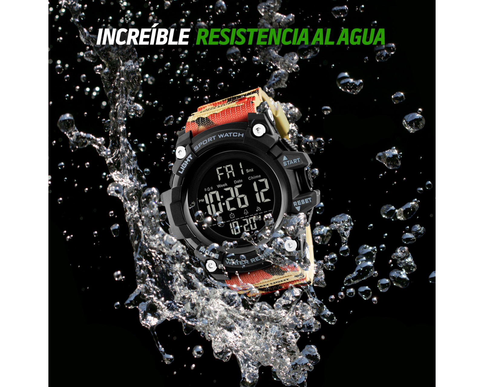 Foto 4 pulgar | Reloj Redlemon Deportivo Resistente Agua Digital Alarma Cronómetro 1384 color Beige