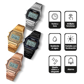 Foto 2 | Reloj Redlemon Clásico Digital Correa Metálica Contra Agua Alarma 1123 color Plata