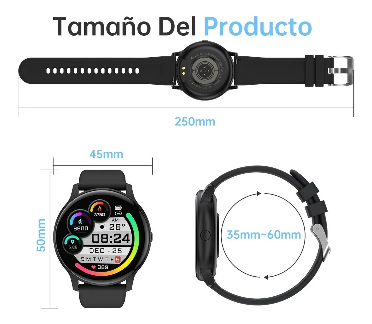 Foto 4 pulgar | Reloj Inteligente con Bluetooth Malubero color Negro