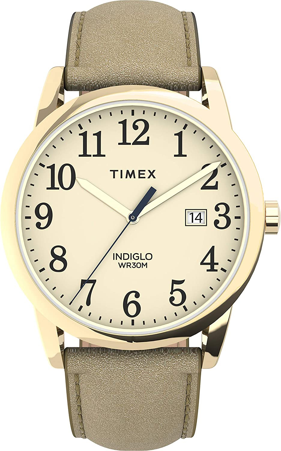 Venta Internacional - Timex Femen's Easy Reader Date Correa De Cuero De 38 Mm Reloj