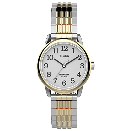 Venta International-timex Women's Easy Reader 25 Mm Perfect Fit Watch-dial Blanco De Dos Tonos Con Banda De Expansión D