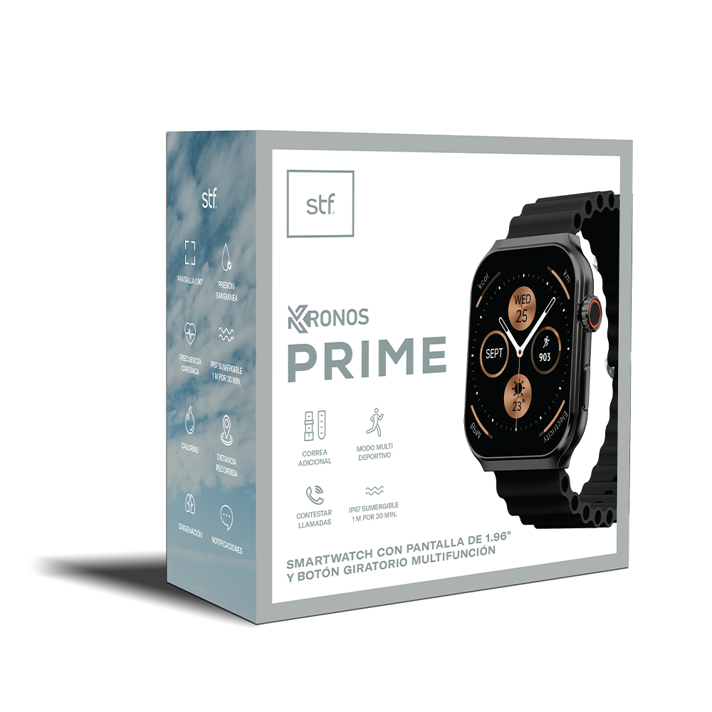 Foto 7 pulgar | Smartwatch STF Kronos Prime color Negro con Pantalla 1.96''