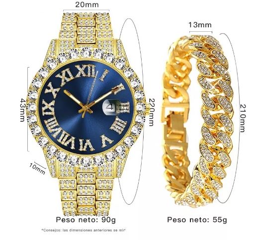 Foto 4 pulgar | Reloj con Pulsera Wünd Dorados 2 Piezas para Mujer