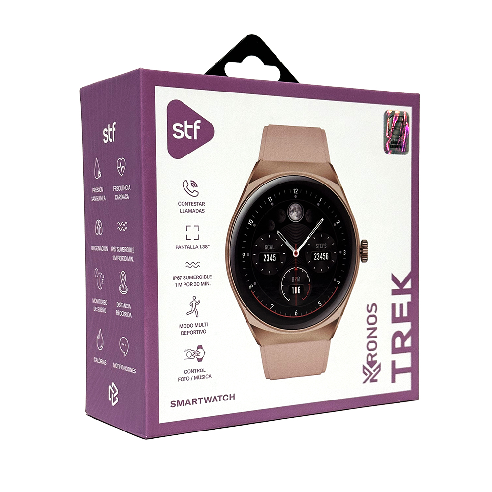 Foto 8 pulgar | Smartwatch Kronos Trek Stf  Color Rosa Ip67