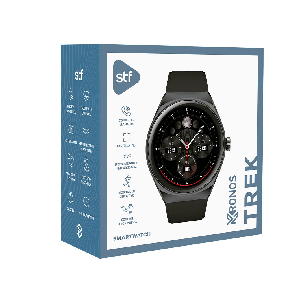 Foto 8 pulgar | Smartwatch Kronos Trek Stf  Color Negro Ip67