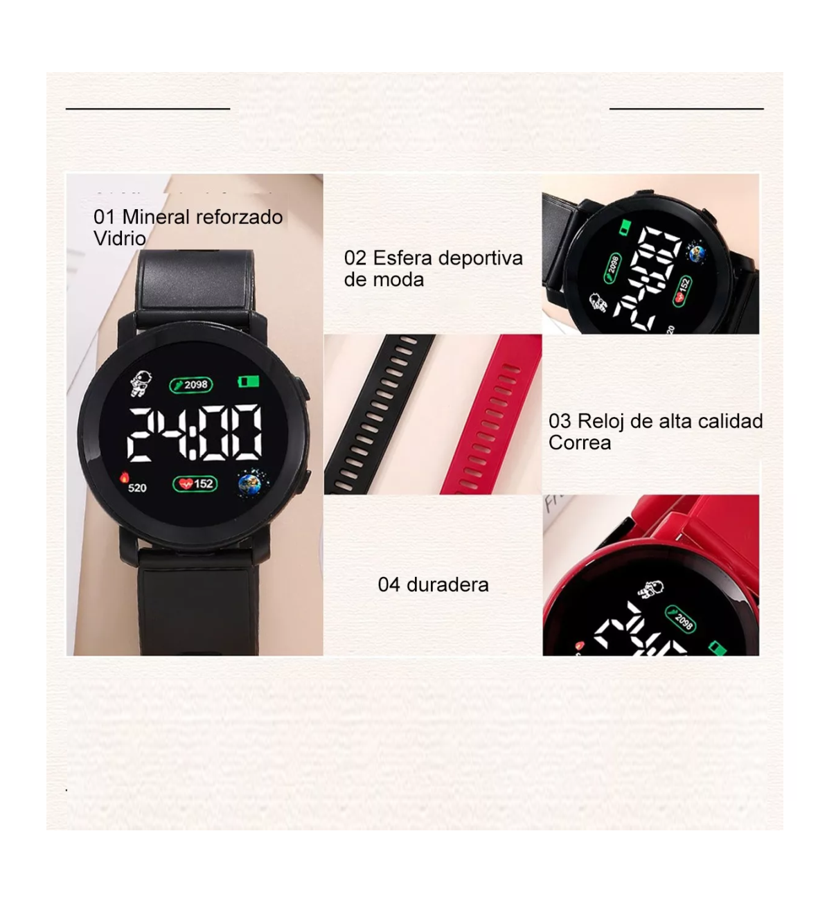 Foto 2 | Reloj Led Digital Touch para Niños 2 Piezas