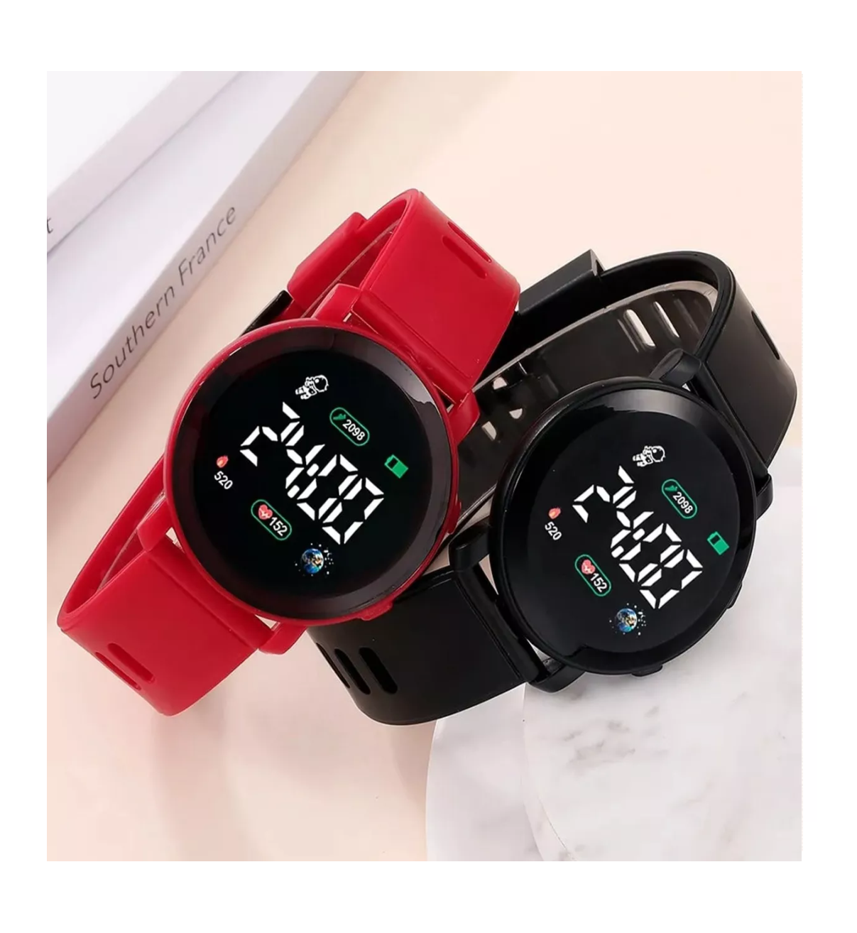 Foto 4 pulgar | Reloj Digital LED Belug Touch para Niños Rojo/Negro 2 Piezas