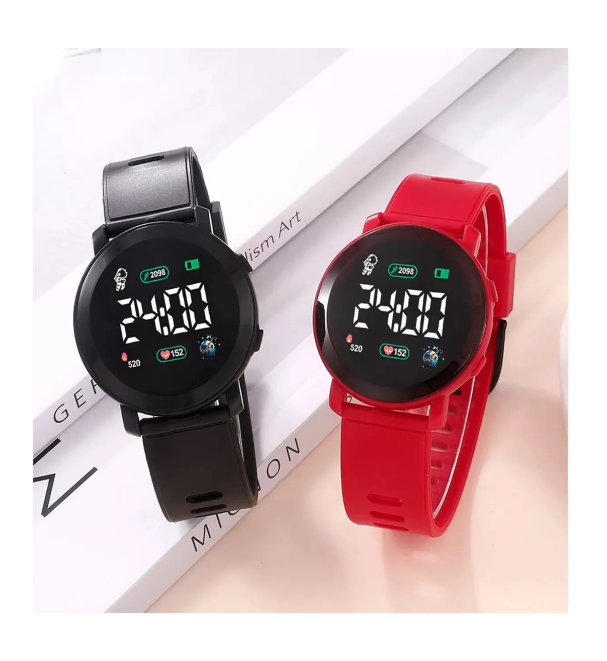 Foto 5 pulgar | Reloj Digital LED Belug Touch para Niños Rojo/Negro 2 Piezas