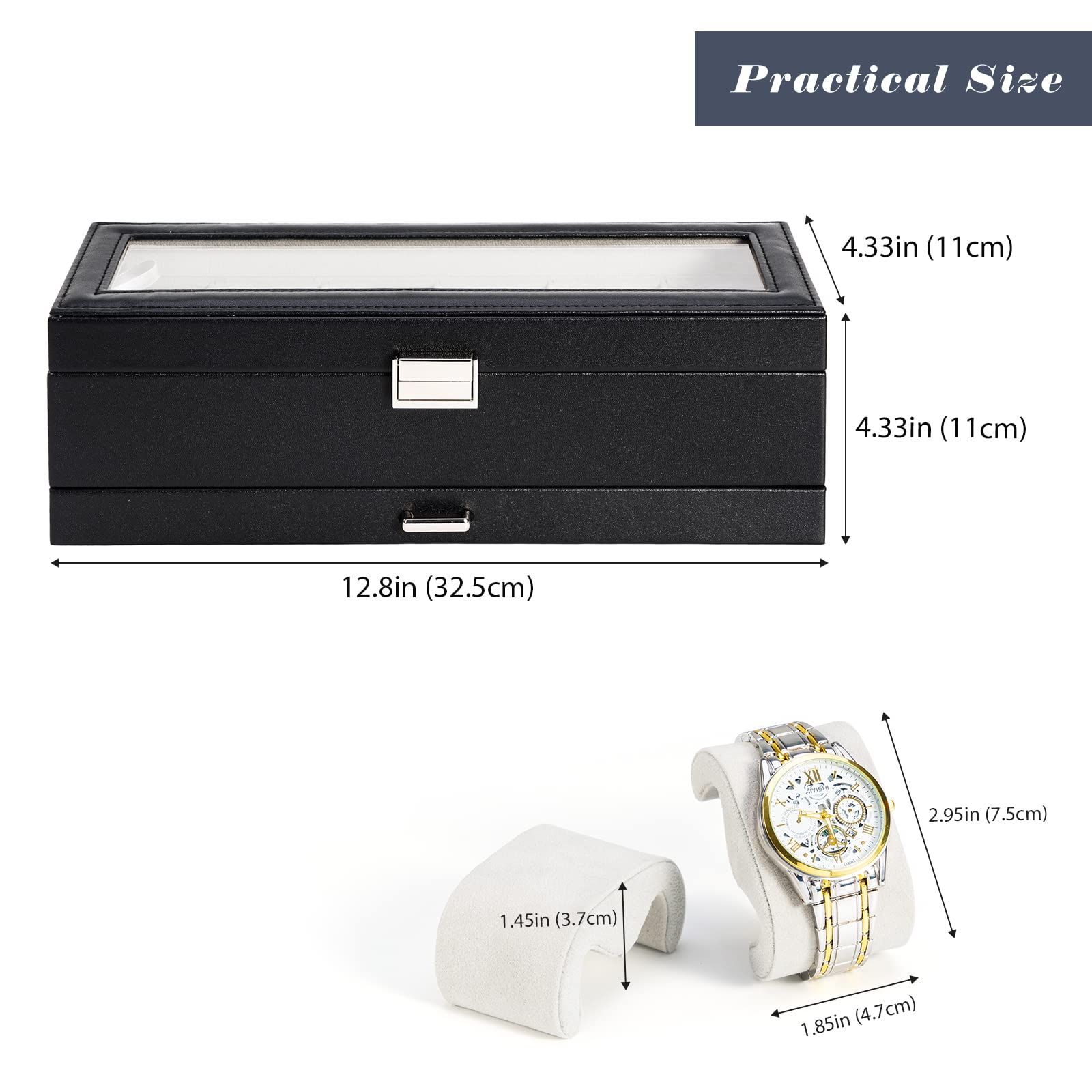 Foto 6 | Watch Box Procase Con 6 Ranuras Y Cajón Para Hombre Y Mujer, Color Negro - Venta Internacional.