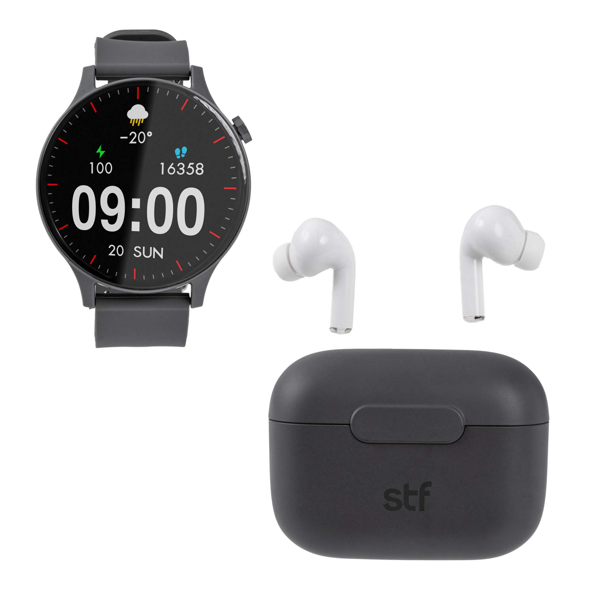 Foto 2 pulgar | Kit Stf Smartwatch Reloj Kronos Sound Pack  + Audífonos True Wireless Negro