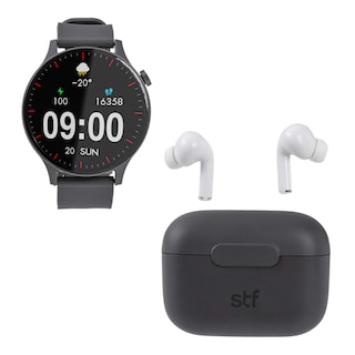 Foto 1 | Kit Stf Smartwatch Reloj Kronos Sound Pack + Audífonos True Wireless Negro