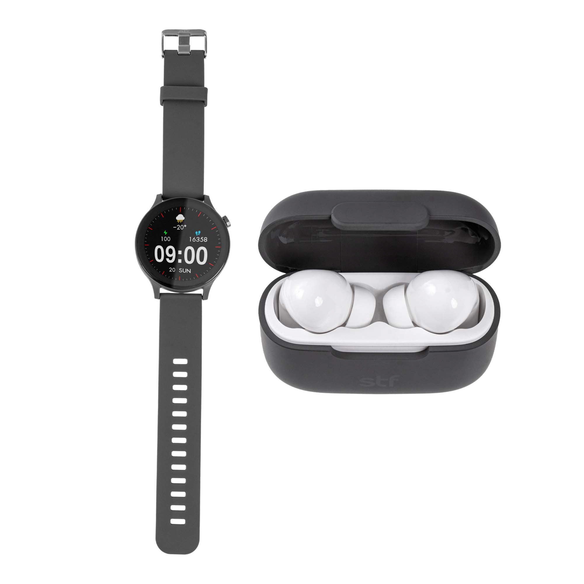 Foto 9 pulgar | Kit Stf Smartwatch Reloj Kronos Sound Pack  + Audífonos True Wireless Negro