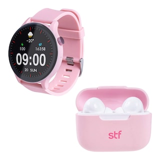 Foto 3 | Kit Stf Smartwatch Reloj Kronos Sound Pack + Audífonos True Wireless Rosa