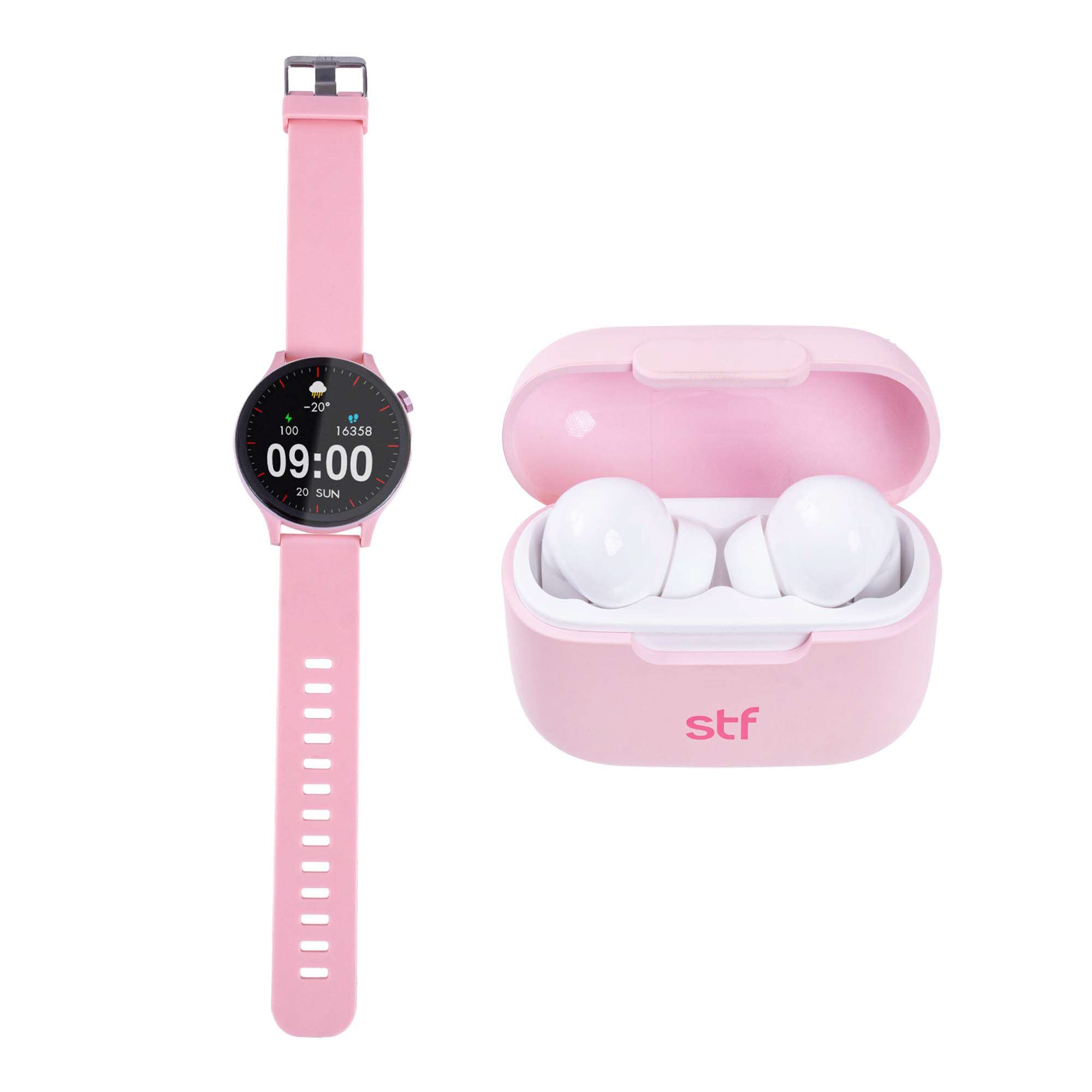 Foto 7 pulgar | Kit Stf Smartwatch Reloj Kronos Sound Pack + Audífonos True Wireless Rosa