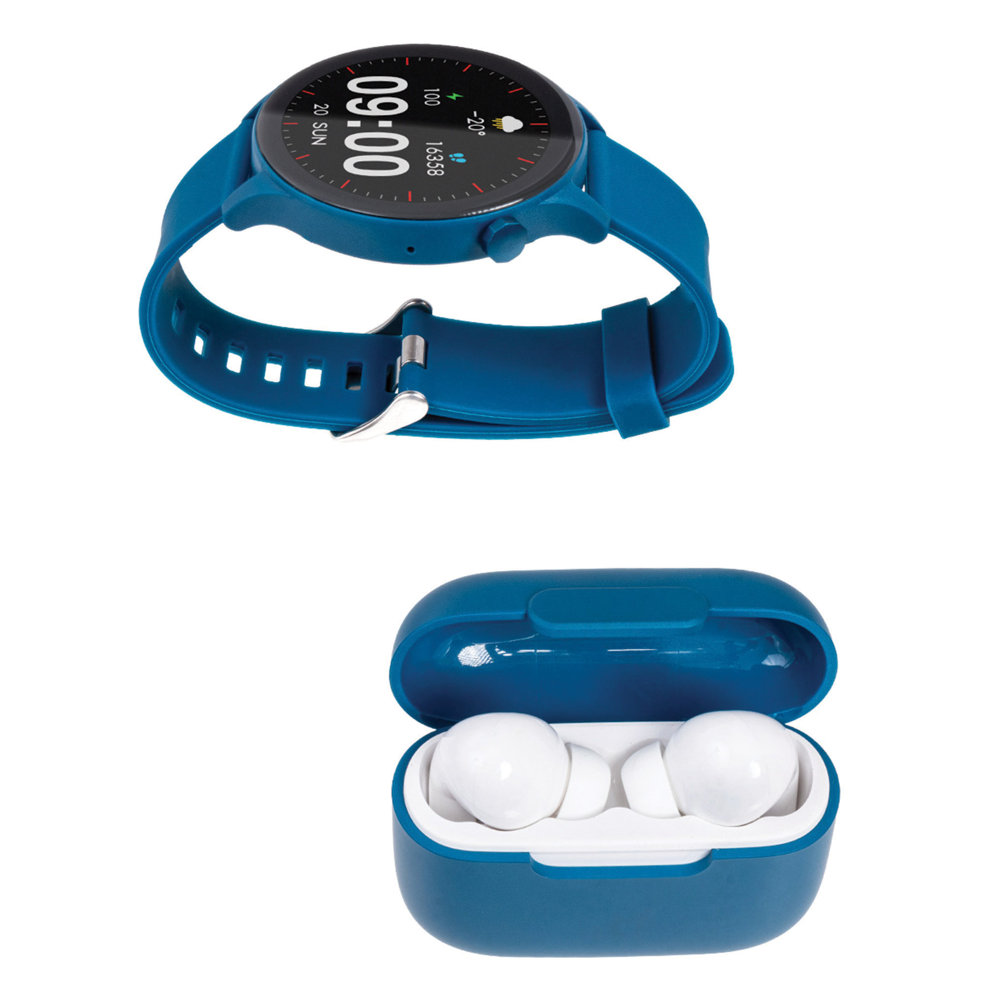 Foto 8 pulgar | Kit Smartwatch Stf Reloj Kronos Sound Pack + Audífonos Tws Azul