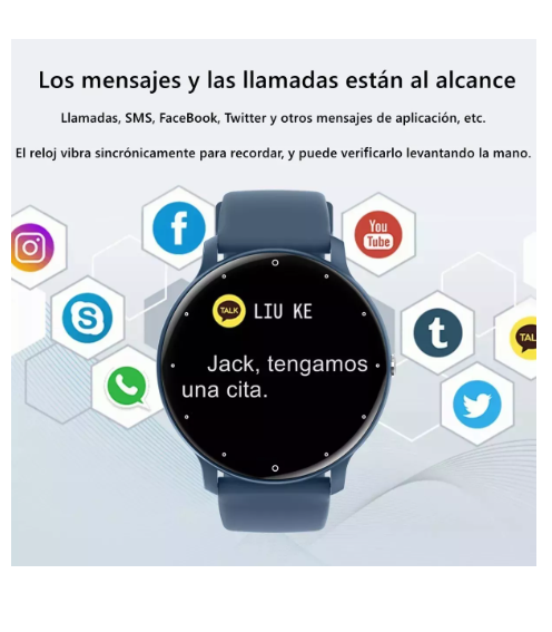 Foto 3 | Smartwatch Deportivo Wünd  Impermeable Con Bluetooth Y Llamadas Caja, Correa Y Bisel Azul