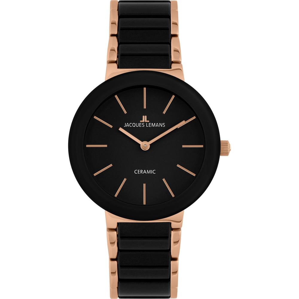 Foto 2 | Reloj Jacques Lemans 42-8c Ceramic Cáratula Negra Con Detalles Oro Rosa-negro