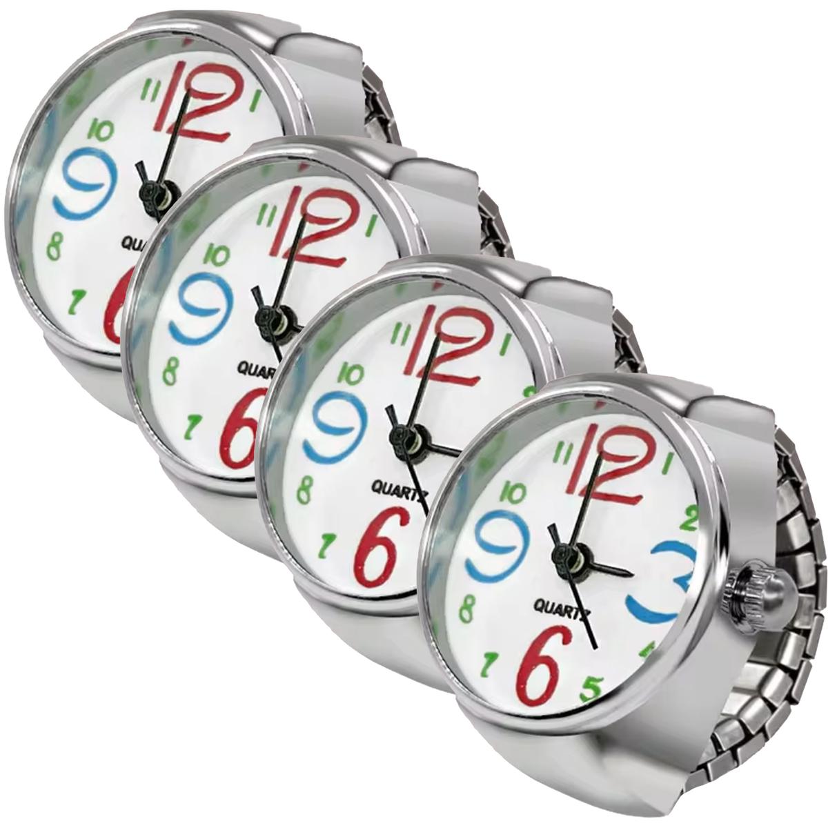 Foto 2 pulgar | Anillo Reloj De Colores High Monaco Mxtqs-004 4 Piezas Plata Y Blanco