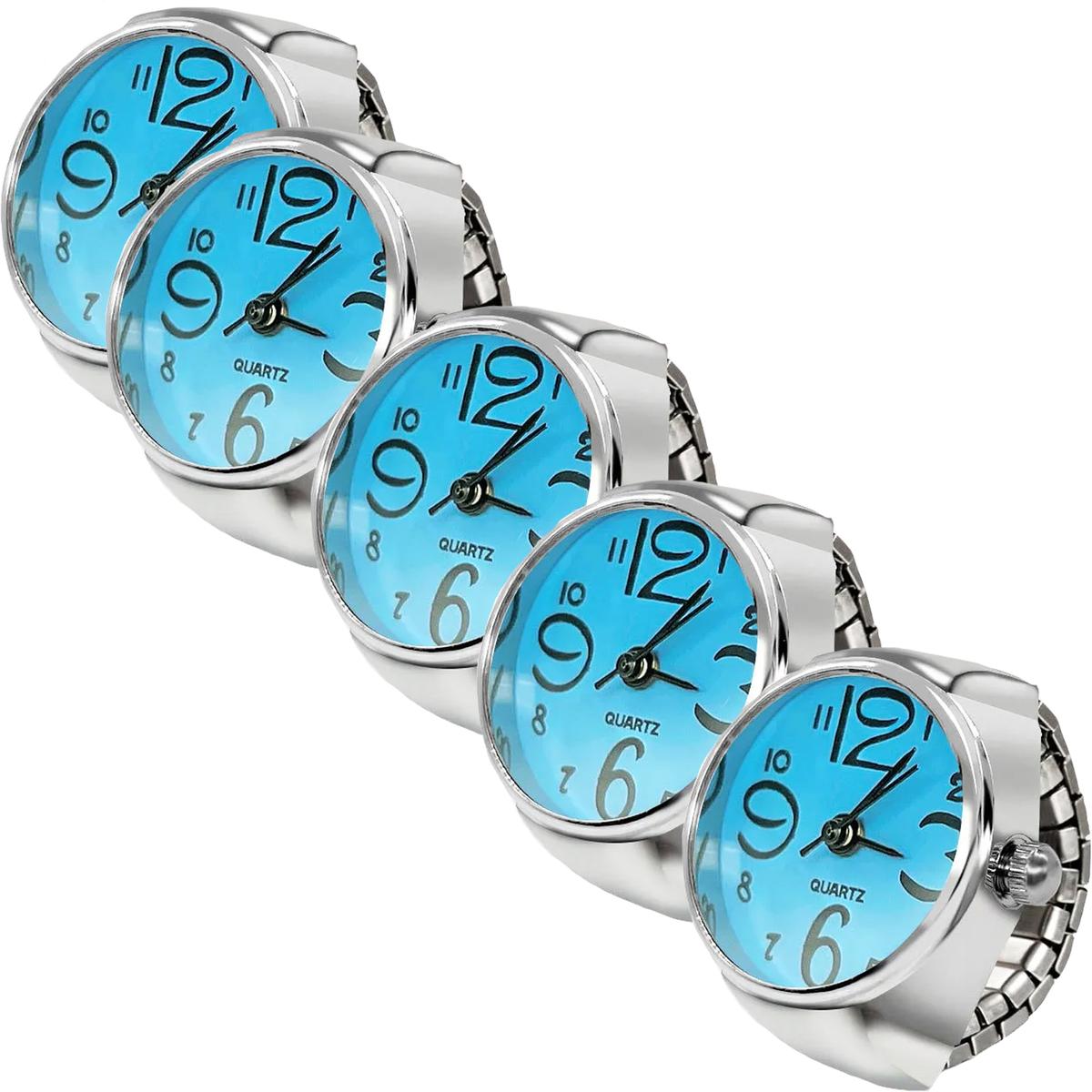 Reloj Anillo Elástico High Monaco Mxtrb-005 5 Piezas Plata Y Azul