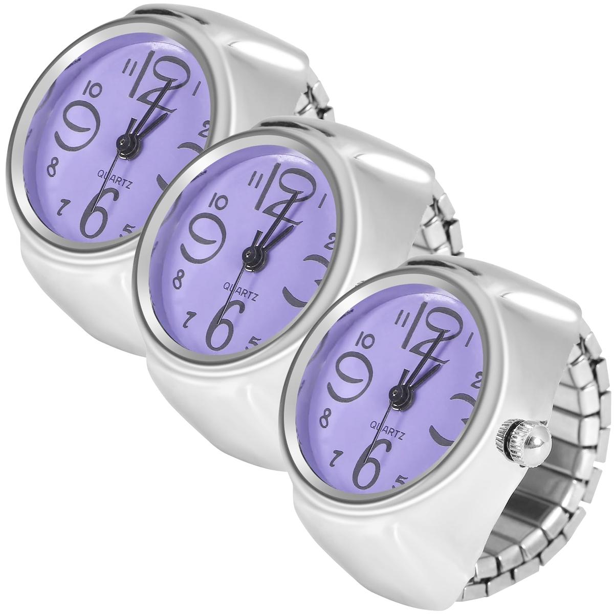 Anillo Reloj Morado High Monaco Mxtlp-003 3 Piezas Plata Y Morado