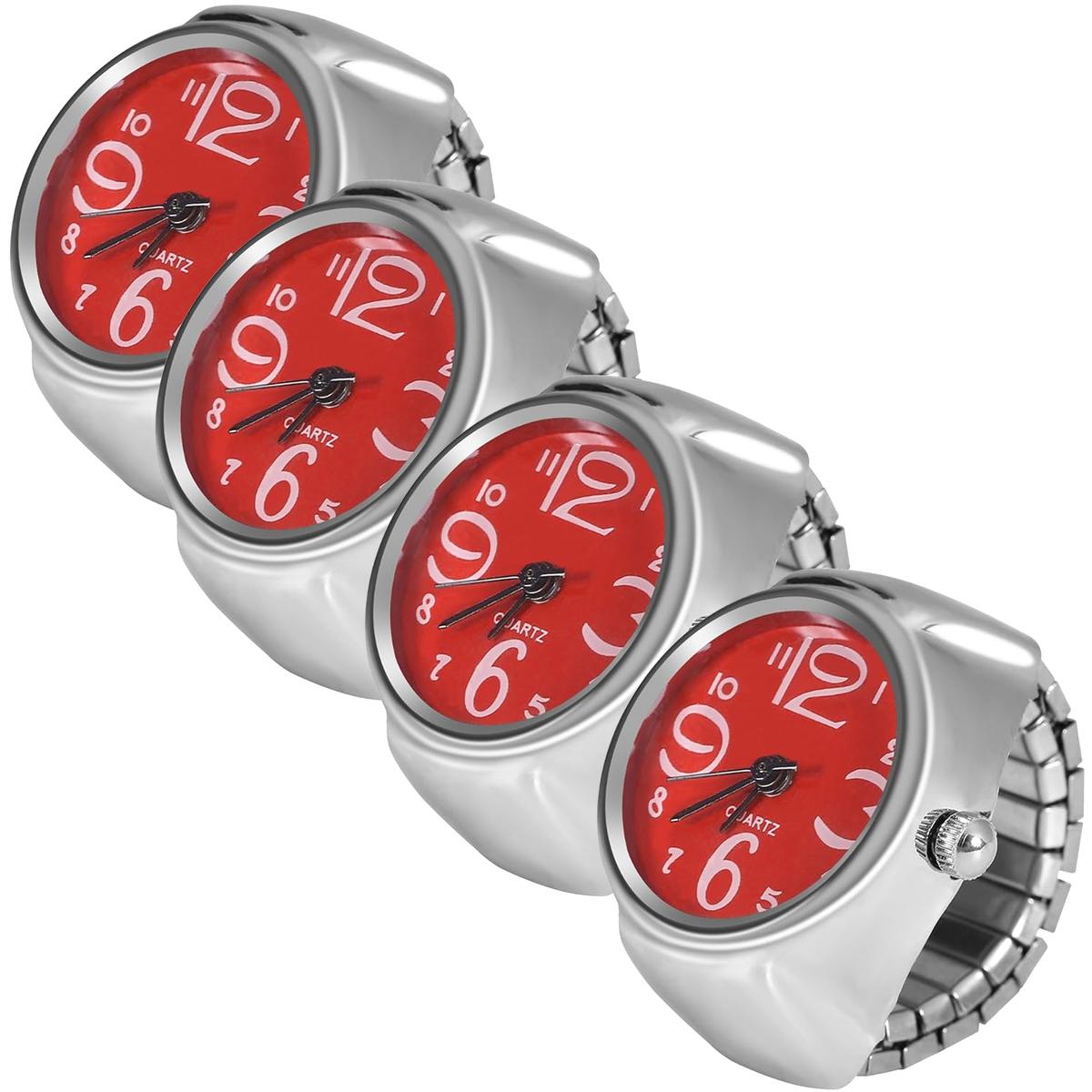 Anillo Con Reloj High Monaco Mxtmu-004 4 Piezas Plata Y Rojo