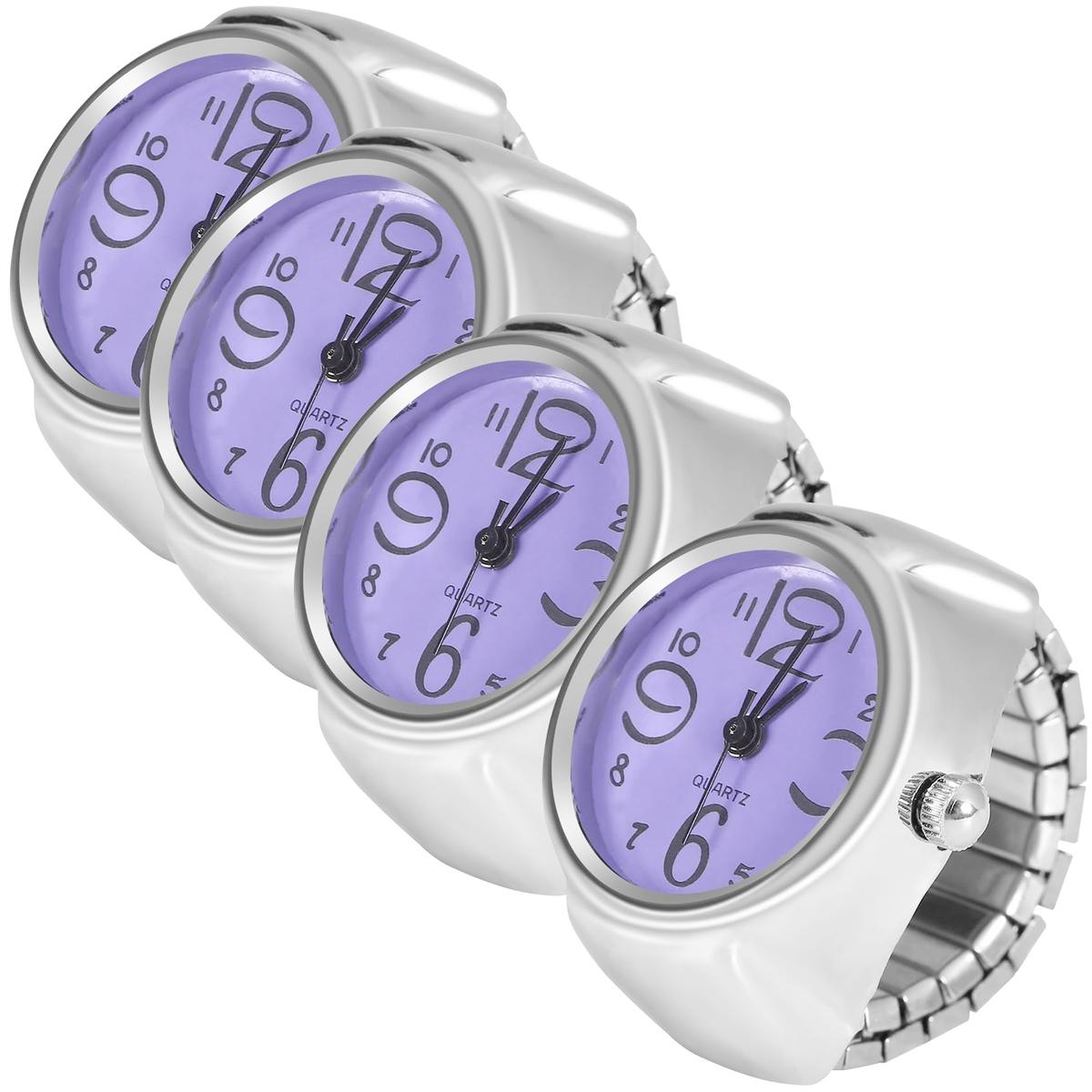 Joyería Con Reloj High Monaco Mxtlp-004 4 Piezas Plata Y Morado