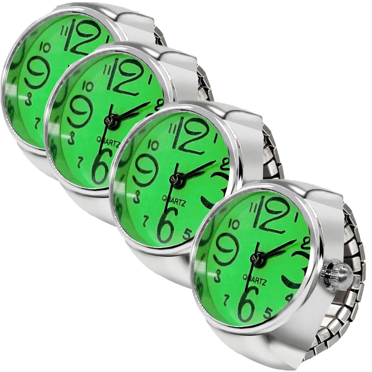 Foto 2 pulgar | Anillo Con Reloj Para Mujer High Monaco Mxtgg-004 4 Piezas Plata Y Verde