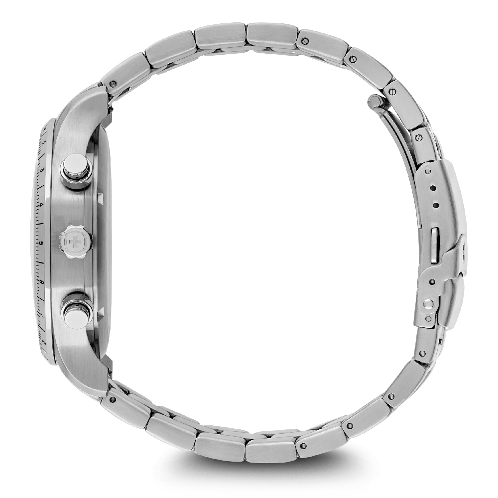 Foto 3 pulgar | Attitude Chrono 42, Black Dial, Silver Bezel, Silver Sst Bracelet