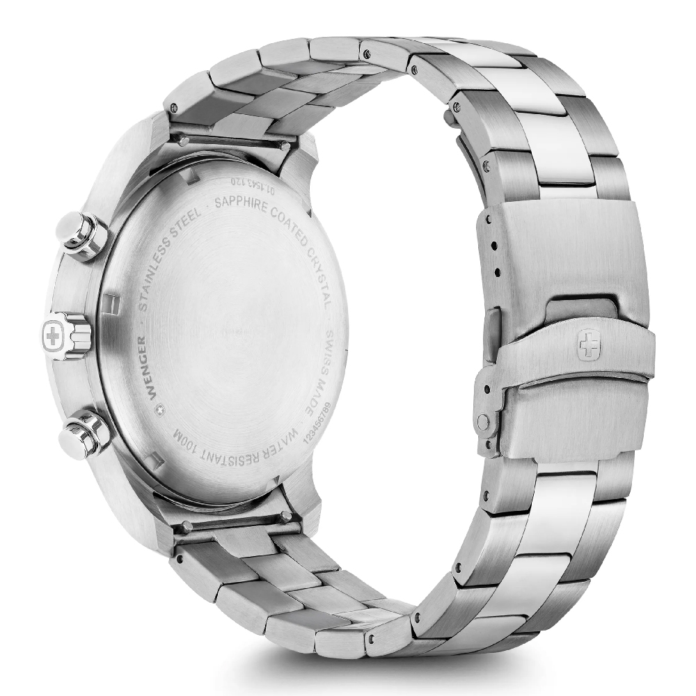 Foto 4 pulgar | Attitude Chrono 42, Black Dial, Silver Bezel, Silver Sst Bracelet